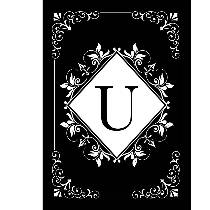 Black And White Monogram U Garden Flag
