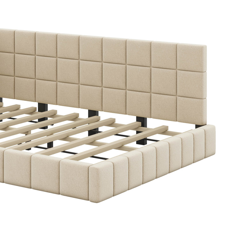 Full Size Upholstered Sofa Bed Frame, Beige