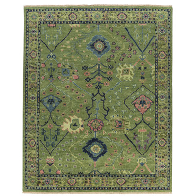 Rock My Classics Hand Knotted Wool Oriental Area Rug in Green