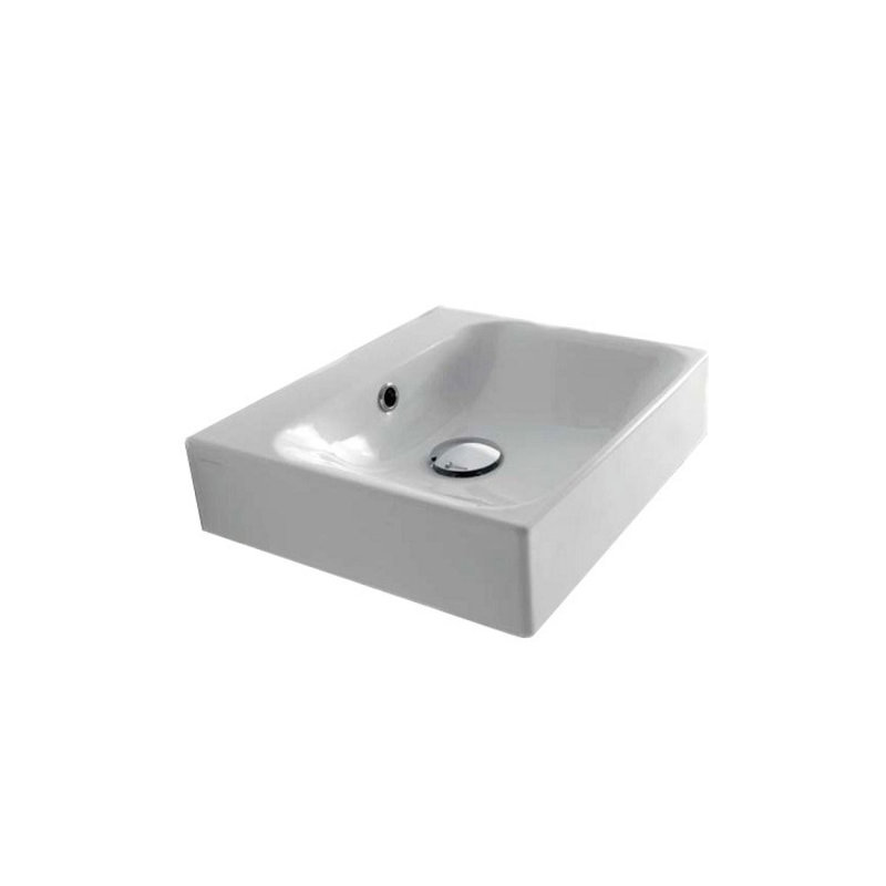 WS Bath Collections Cento 13.8'' White Ceramic Rectangular Bathroom Sink with Overflow