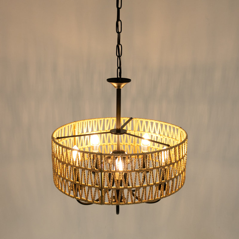 Lustre bohémien 5 lumières à hauteur réglable pour les salles à manger, les salons et les cuisines