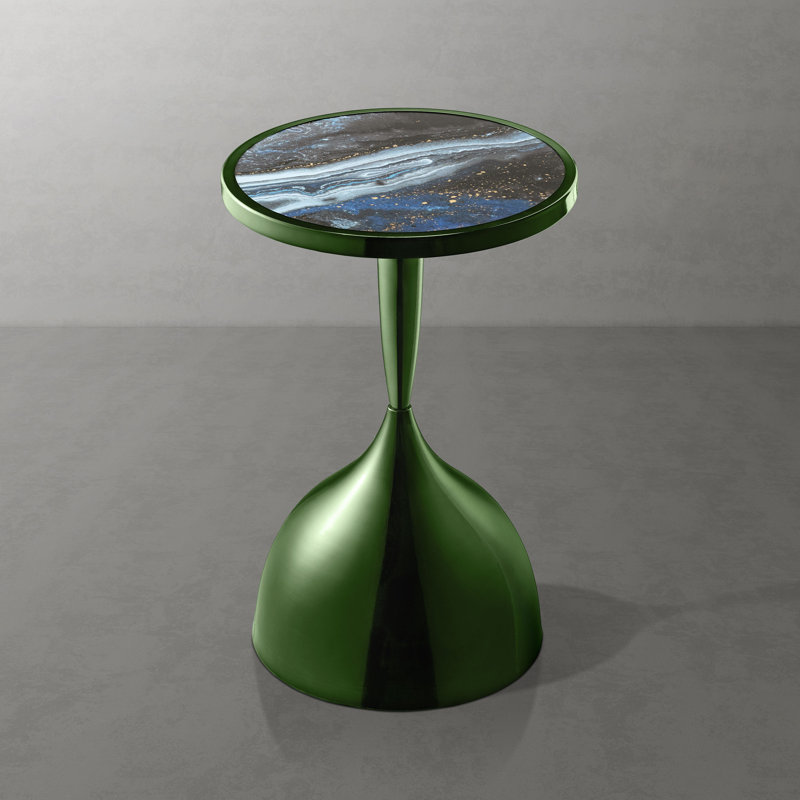 Cheryll Metal Side Table With Galaxy Top And Dome Base