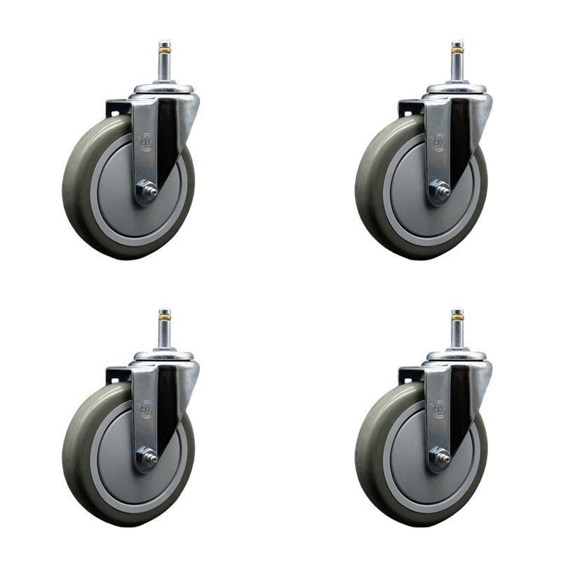 urethane Swivel Grip Ring Stem Caster Set, Gray
