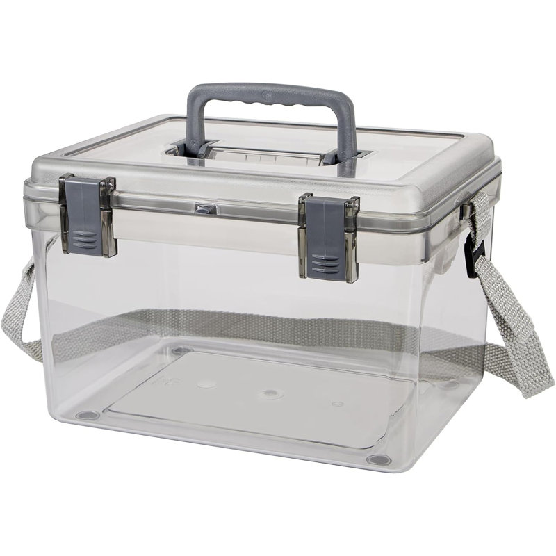 Contenant de rangement avec poignée, boîte de rangement transparente, bacs de rangement en plastique avec couvercles à boucle, sangle pour contenants étanches, cuisine, salon 11,4 po x 8,9 po x 7,3 po, 6,8 pte