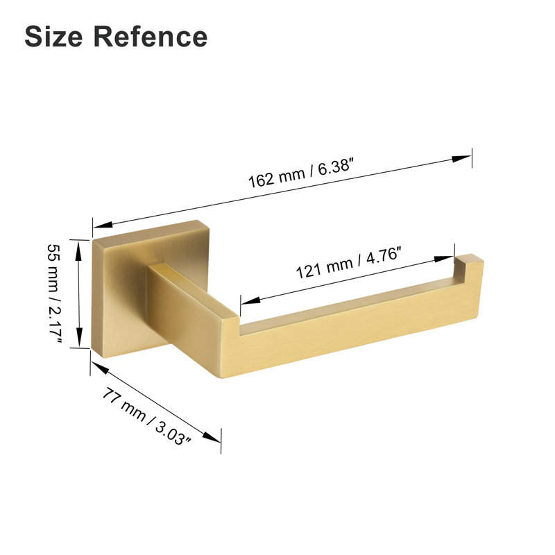 Wall Mounted Toilet Paper Holder, Brushed Gold