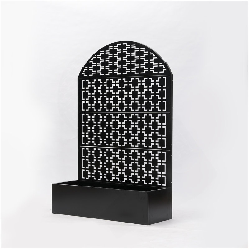 Arched Decorative Privacy Screen With Planter Box, 70.87" Tall Metal Freestanding Fence Planter, 35.04"×15.75"×11.81" Planter Box For Patio Balcony Backyard
