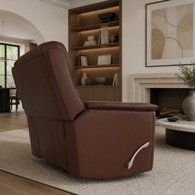 Fauteuil inclinable à bascule manuel Oslo couleur noyer avec pivotement, inclinaison et revêtement en cuir durable pour un confort optimal