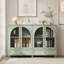Buffet en verre arqué, 2 tiroirs et 4 portes en verre, armoire de présentation avec tablettes réglables-2107216808