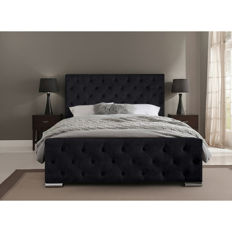 Carlos Upholstered Bed Frame, Small Double (4'), Black