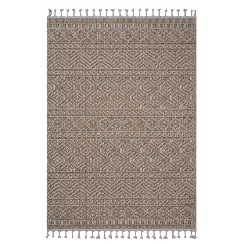 8X10 Area Rug Geometric Indoor-Outdoor, Mocha, Rectangle 7'9" x 10'