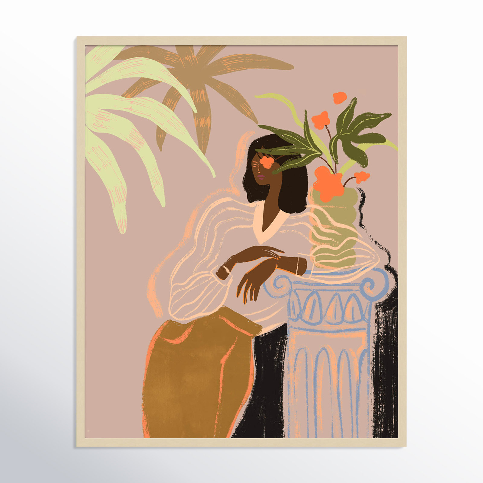 Prudence "Lady in Waiting" Print, Brown, 41" H x 33" W