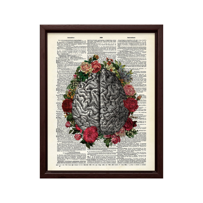 Cerveau fleuri n ° 2, Canevas, Encadrement brun, H 11 po x l 14 po