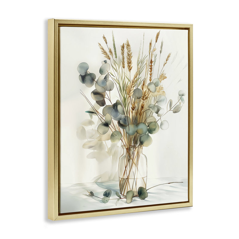  «Gathered Eucalyptus Herbs», art mural encadré par Steve Huntziker, H 21 po x l 17 po, Cadre flottant métallique doré