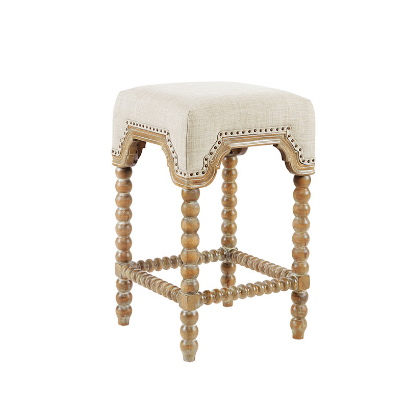 Tabouret de bar, tabouret de bar, chaise à hauteur de comptoir Christine, Brun, Beige