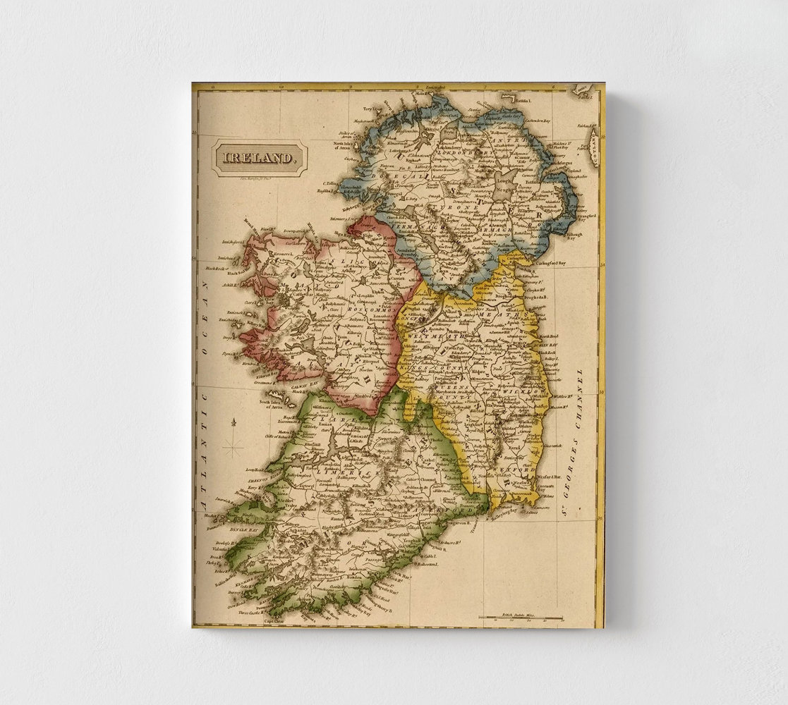 Rustic Irish Map WeFrameArt Ireland 1817, Map Of Ireland Print, Irish Office Decor ...