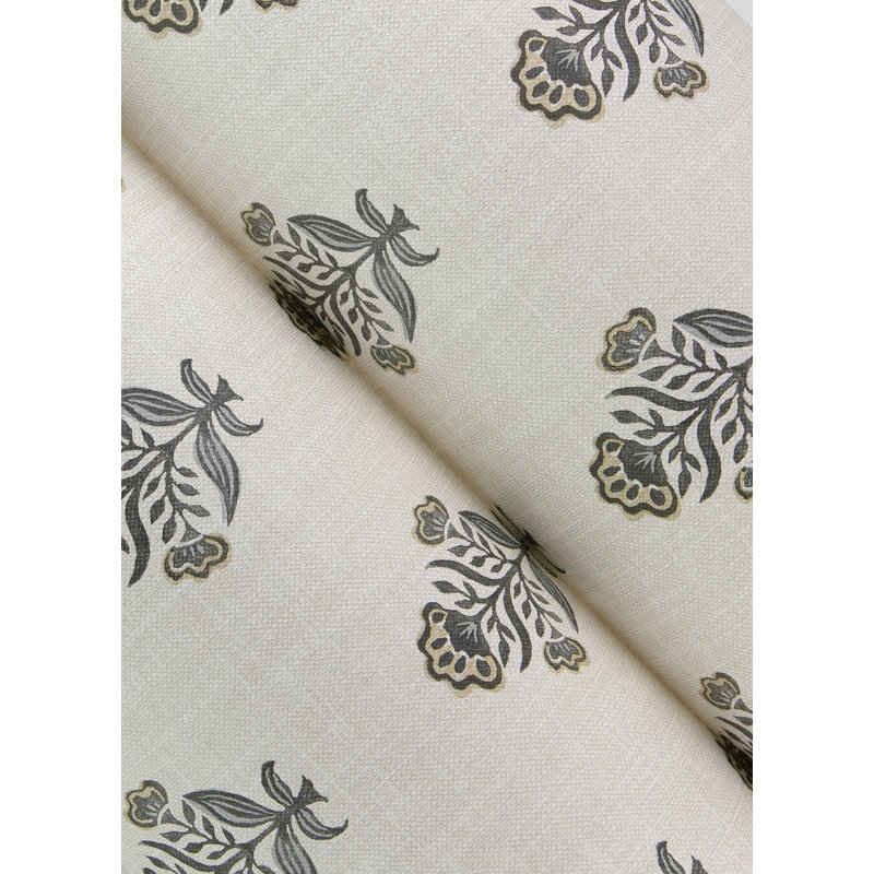 Papier peint fleuri Hollyhock, Noir