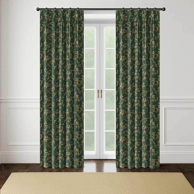 Paire de rideaux Venetian Emerald, L 20 po x L 132 po, Émeraude