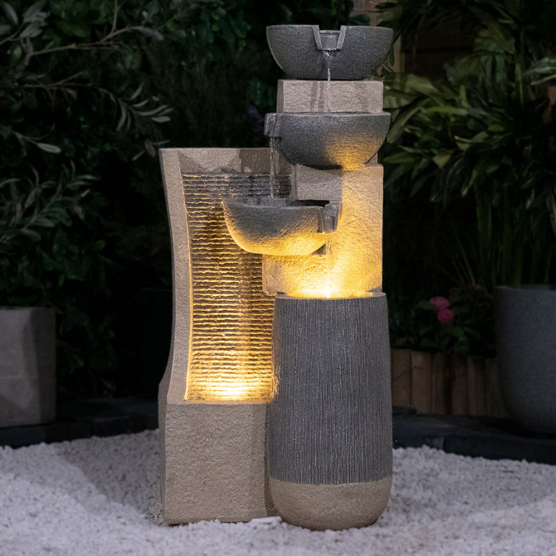 Outdoor Cascade Fountain with Lights