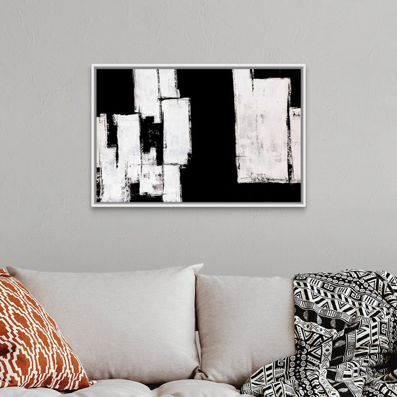 « Break Down » par Brent Abe-impression d’art graphique sur toile, Cadre flottant blanc, H 26 po x l 38 po x P 1,75 po