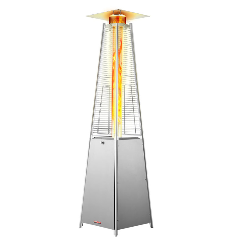 Tall Silver Stainless Steel Propane Patio Heater with Wheels