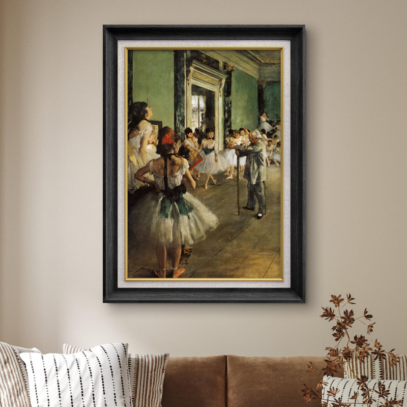 La classe de ballet par Edgar Degas - Peinture sur toile encadrée, Noir