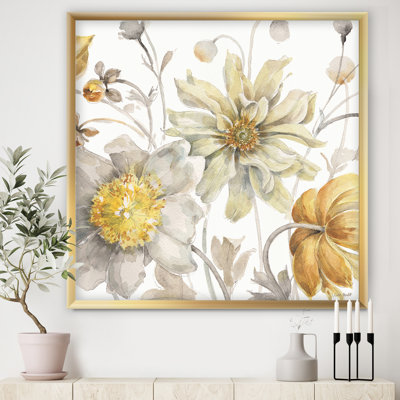 «Fields of Gold Watercolor Flower V», reproduction d'art sur toile encadrée