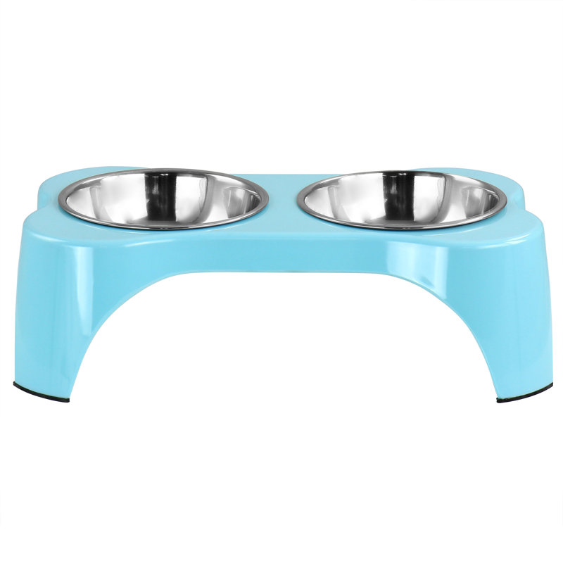 Gibson Home Bow Wow Meow 3 Piece Elevated Pet Bowl Dinner Set In Grey, Teal