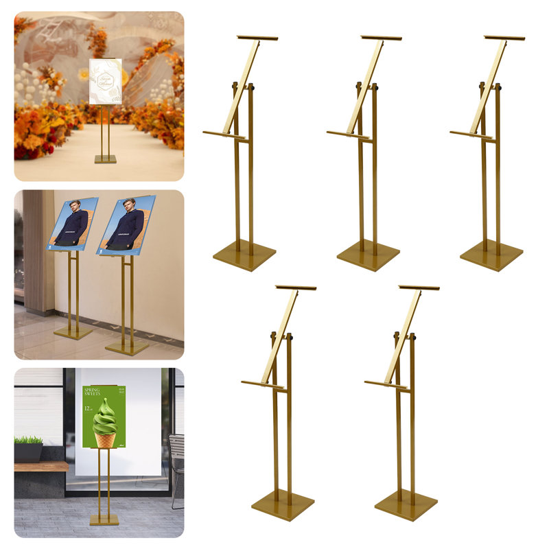 Angle and Height Adjustable Floor Poster Frame, Gold