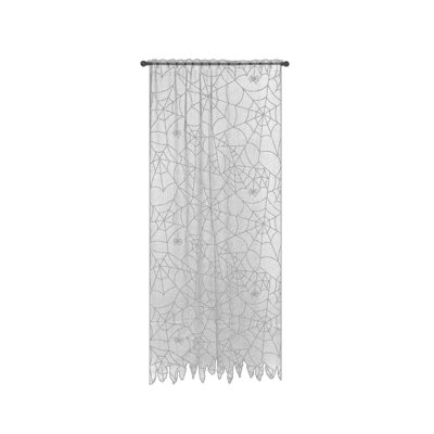 Panneau de rideau simple diaphane avec passe-tringle à motif géométrique spider web Creepy Crawly