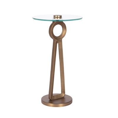 Abreo Round Metal and Glass Side Table