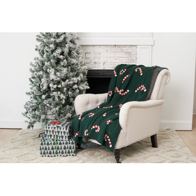 Candy Cane Christmas Knitted Throw Blanket