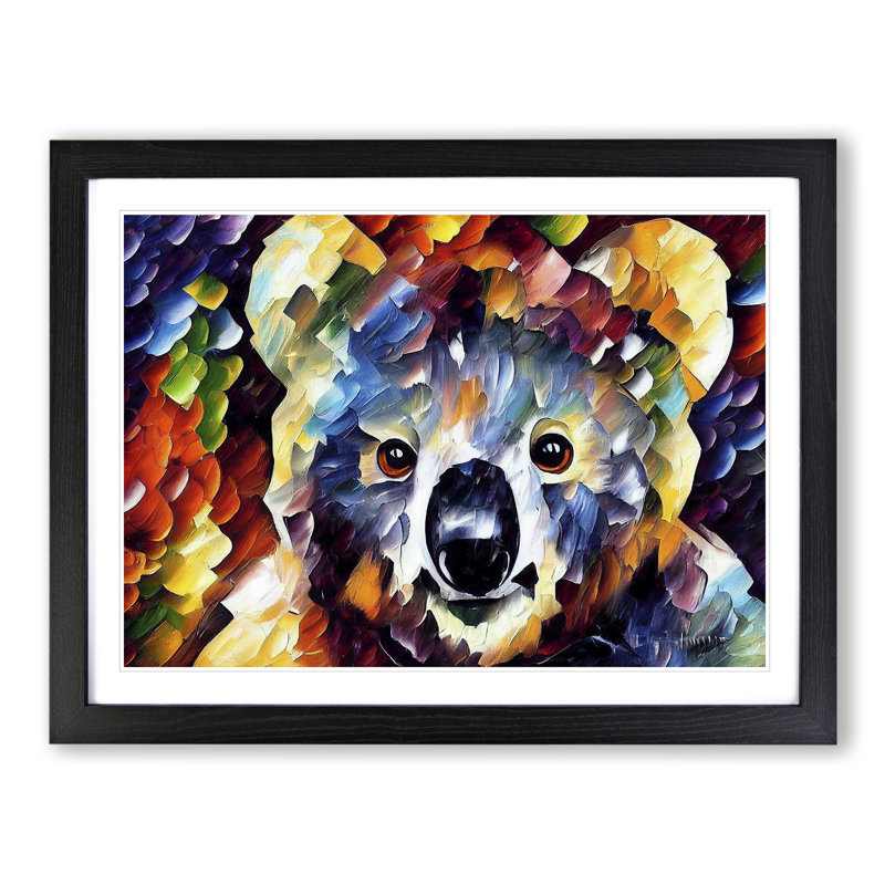 Koala Bear Painted - Single Picture Frame Print, Black, 34cm H x 46cm W x 2cm D