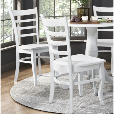 2 chaises à dossier en bois au fini blanc, salle à manger décontractée, capacité de poids de 250 lb avec dossier, aspect bois, siège de l 17 po x P 16,5 po