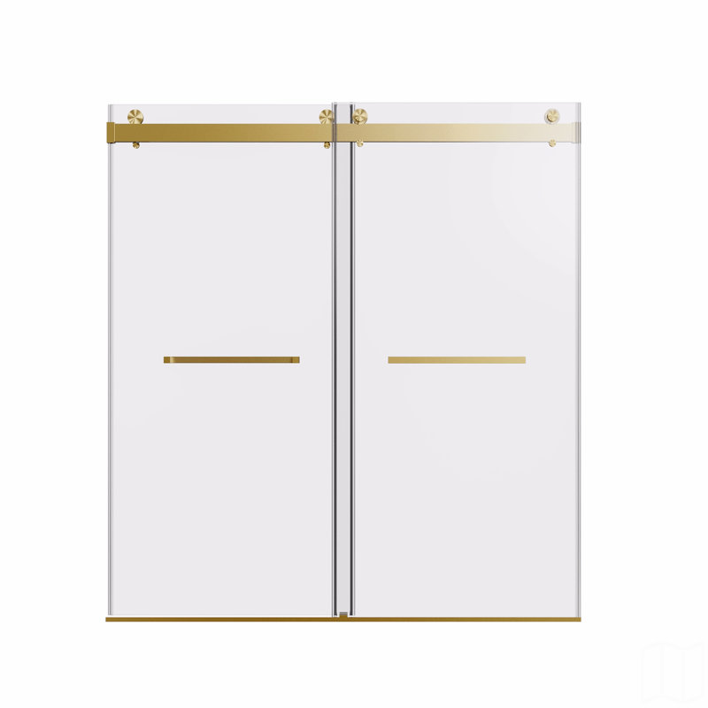 56-60*76 Inch Frameless Double Sliding Soft-Close Shower Doors, Bathroom Sliding Shower Door, Glass Door ,(10Mm) Thick Tempered Glass Door For Bathroom