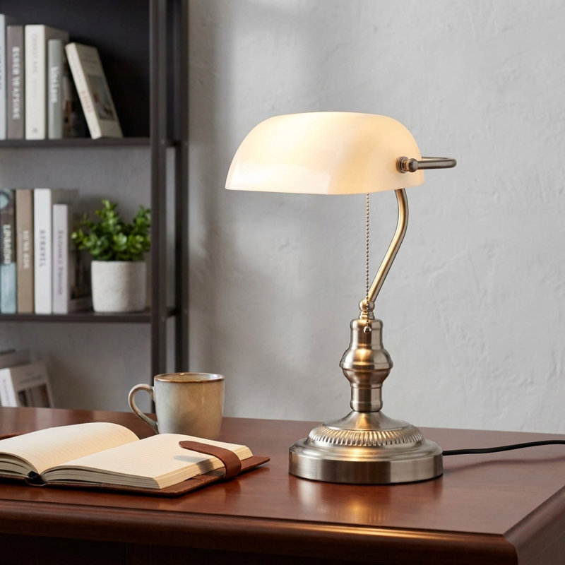 Lampe de table Kandace, Blanc, Nickel