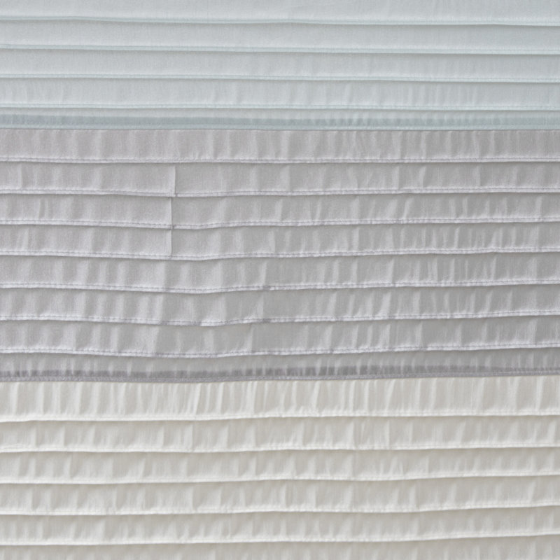 Aqua and Gray Faux Silk Striped Shower Curtain