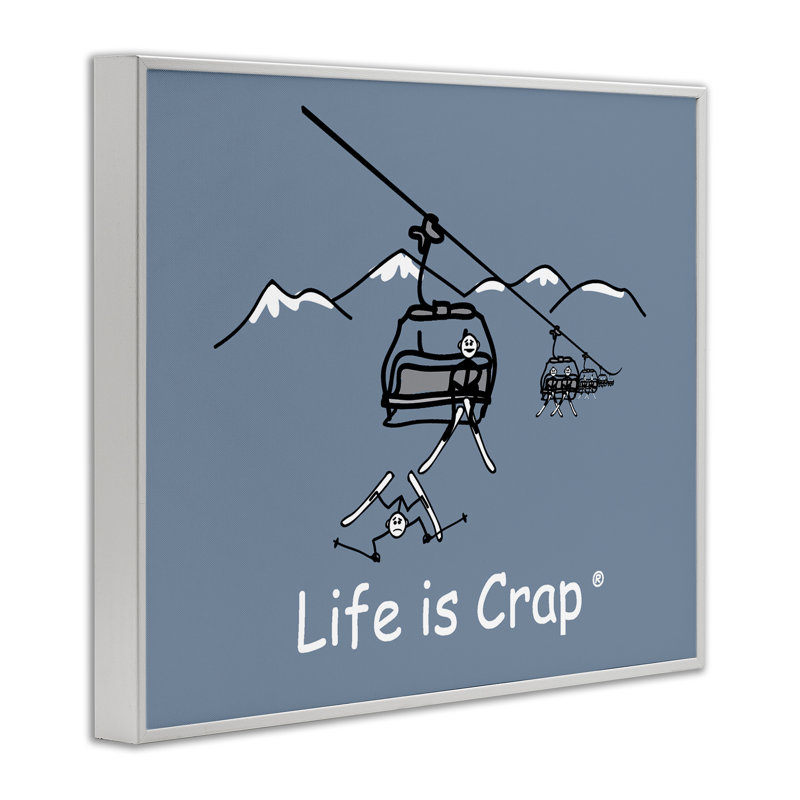 «Falling Ski Lift», estampe numérique par LIC, Estampe numérique encadrée blanc bord de mer, H 16 po x l 20 po