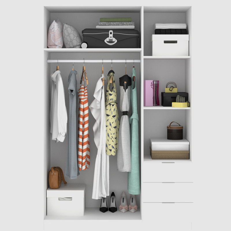 Alaziah 3 Door Manufactured Wood Wardrobe, White