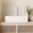 Perch 24" X 15" Square Ceramic White Vessel Sink Bathroom Sink With Slanted Washboard Design