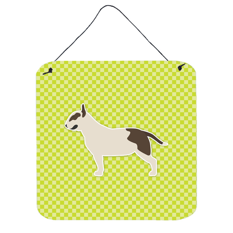 Décoration murale damier bull terrier, Vert