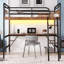 Lit mezzanine double en métal avec bureau, lumière DEL et station de charge pour la vie moderne