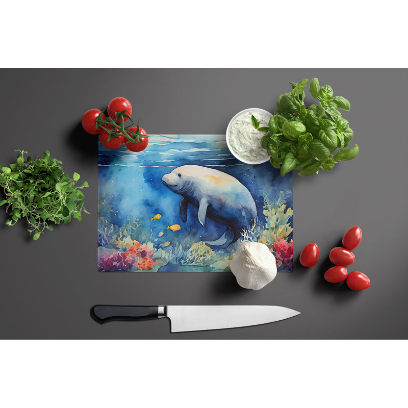 Manatee Glass Cutting Board Large
