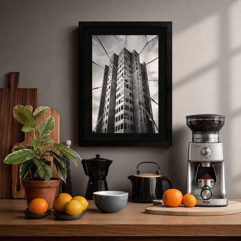 Vertical Lines Industrial - Framed Print, Black, A3 - 42.0 x 29.7 cm