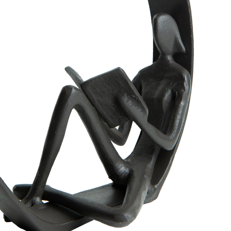 Krahn Encircled Reader Bookends - Male and Female Iron Figurines, Set of Male and Female