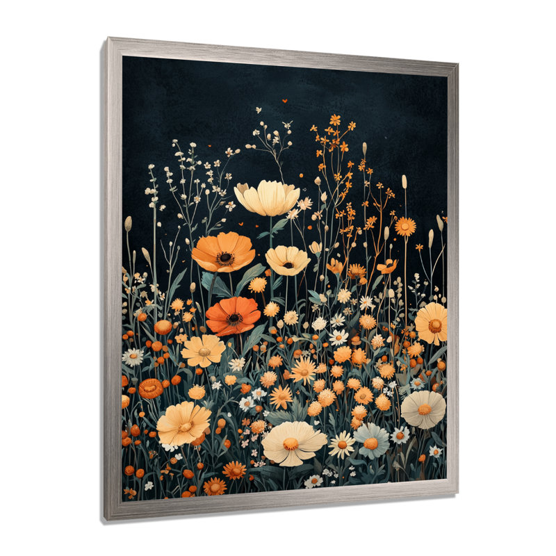 Mullan - salon d'art mural floral, H 20 po x l 12 po, Reproduction encadrée d'une seule photo, Argent argent
