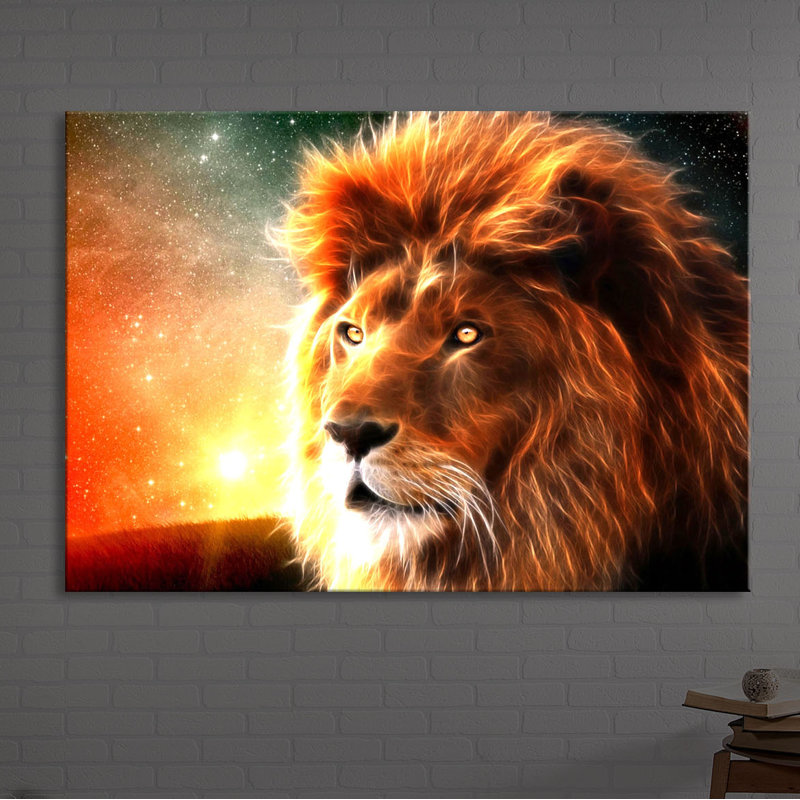 Lion Abstract by No - Wrapped Canvas Print, Without lighting, 40cm H x 60cm W x 4.5cm D