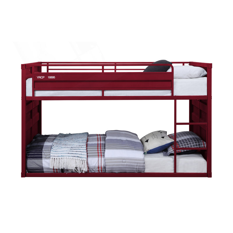 Lit superposé simple en métal robuste avec échelle droite, capacité de poids élevée et aucun rangement, idéal pour les chambres partagées
