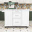 Chariot roulant pour îlot de cuisine avec poubelle inclinable, abattant, armoire coulissante et 2 tiroirs-1004750946