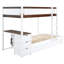 Lit superposé blanc et noyer Twintwin pour optimiser l'espace avec bureau et rangement