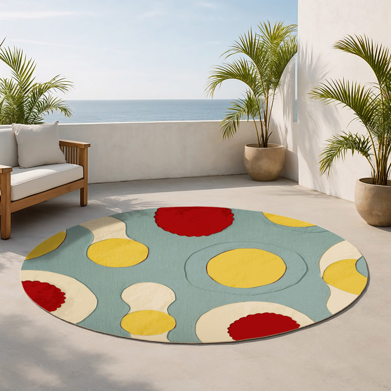 Bold Gleam Indoor And Outdoor Area Rug, Round 5'